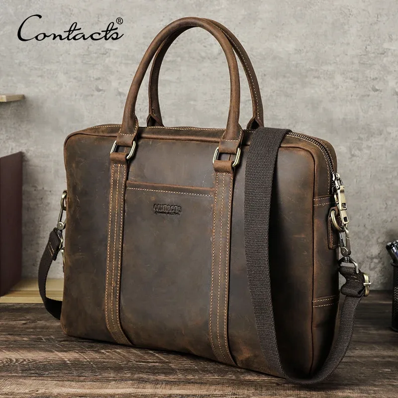 porte documents cuir vrai cuiraux marques naturelles beach doré fermeture éclair compartiment ordinateur portable voyage homme pods 13 pouces
