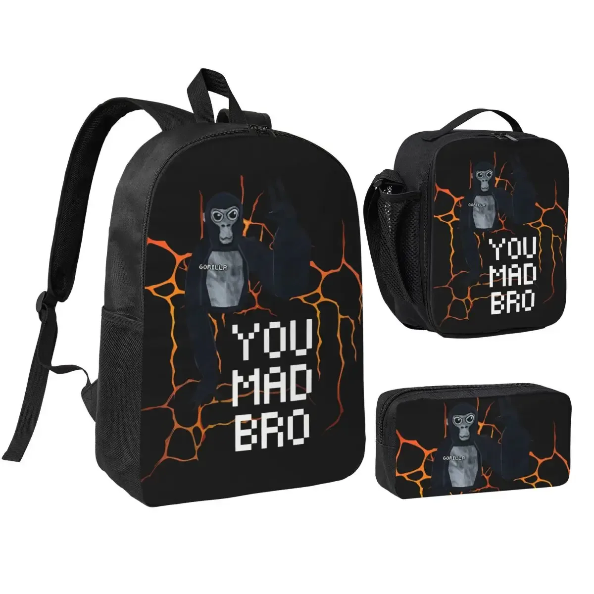 sac dos polyester motifs colorés pochette noire sac lunch lumineux transport jour usage voyage
