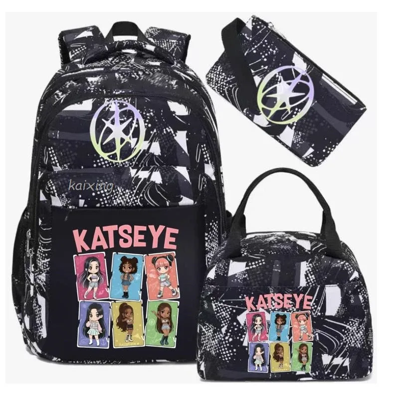 hot katseye drôle impression sacs à dos avec sacs à déjeuner multi-poches camouflage adolescents voyage sac à dos pour ordinateur portable femmes sac d'école mochila