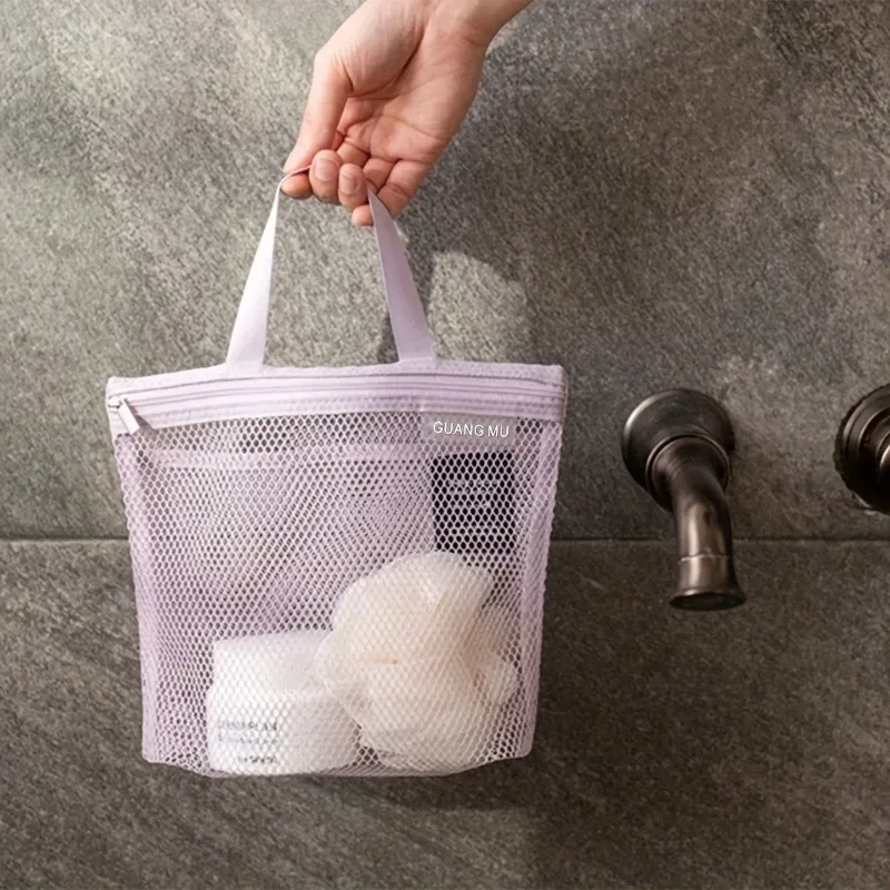 sac de maquillage en maille portable, imperméable, sac de toilette de voyage, respirant, séchage rapide, pochette organisatrice de cosmétiques pour salle de bain et salle de sport