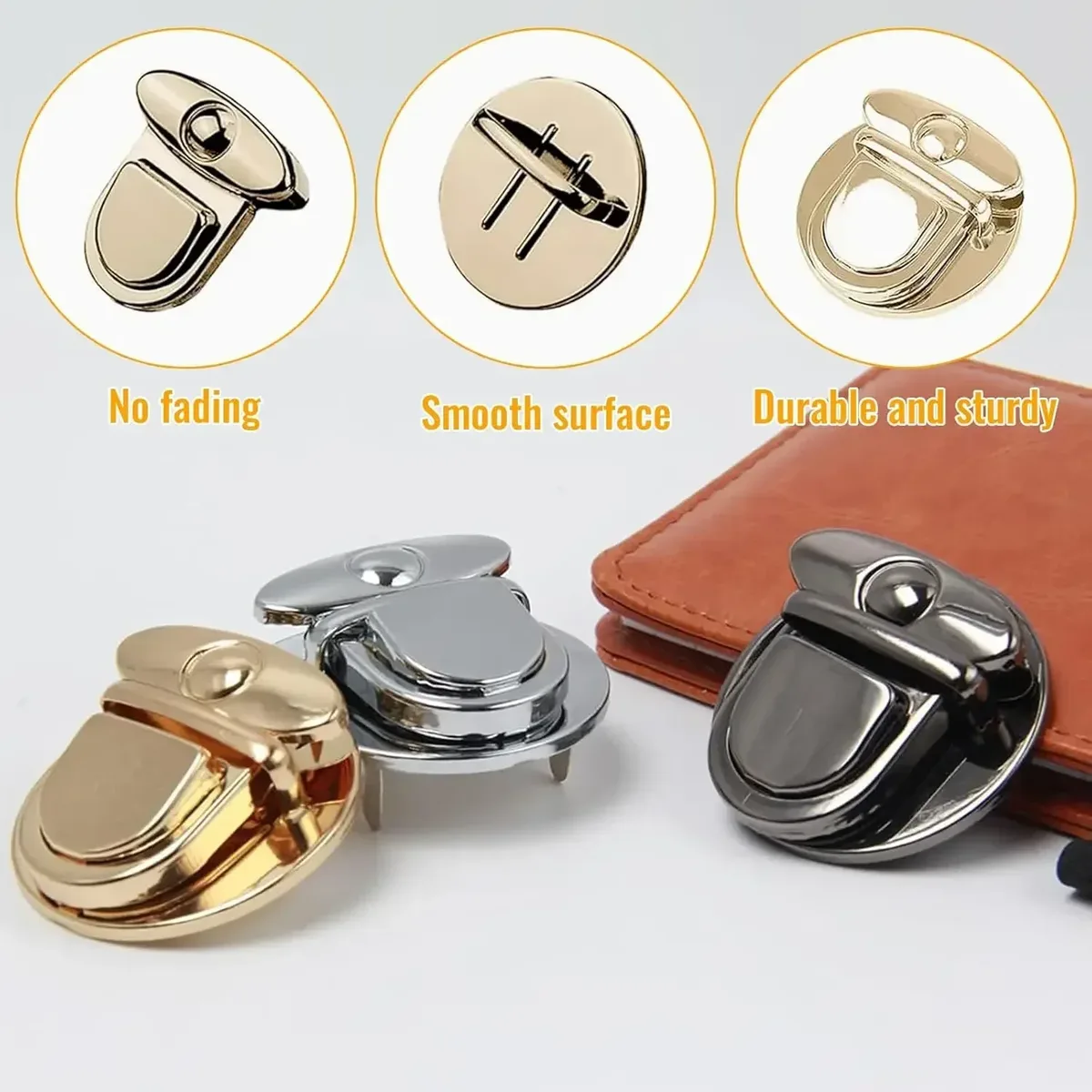 cadenas serrure tsa métal forme ovale bouton central poignée incurve couleur doré voyage sac main bandoulière transversale portefeuille usage travail artisanal