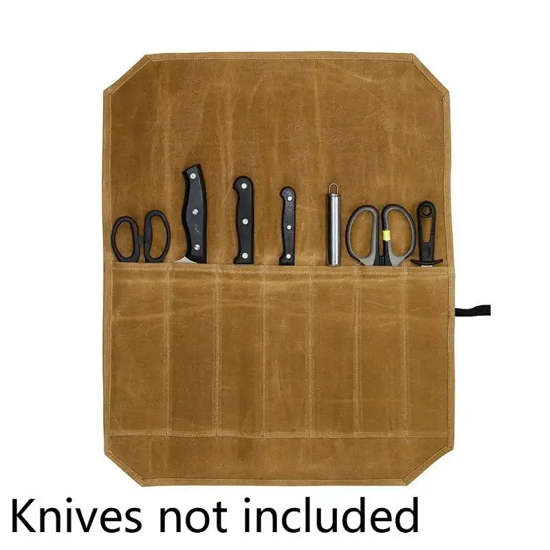 étui à couteaux de chef en toile cirée, plusieurs compartiments, sac de rangement durable pour outils de cuisine, étui de transport pour la cuisine à domicile et en extérieur
