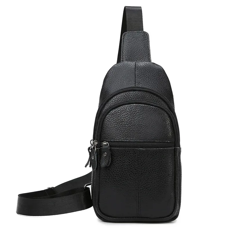 sac de poitrine en cuir véritable pour hommes, sac à bandoulière en cuir de vache de grande capacité, sac à bandoulière pour hommes d'affaires, sac de rangement pour téléphone