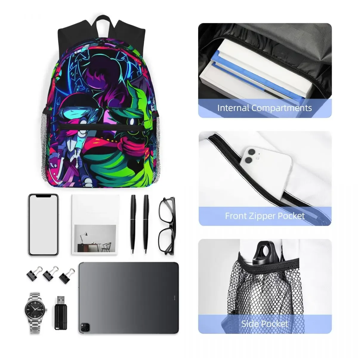 deltarune jeu vidéo étudiant sac à dos sac d'école randonnée voyage sac à dos pour garçons filles mode bookbag sacs à bandoulière