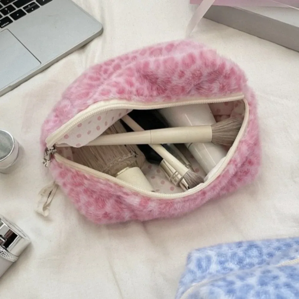 pochette de maquillage mignonne à imprimé léopard, grande capacité, sac à cosmétiques pour femmes, étui de rangement, trousse de toilette de voyage portable pour femmes
