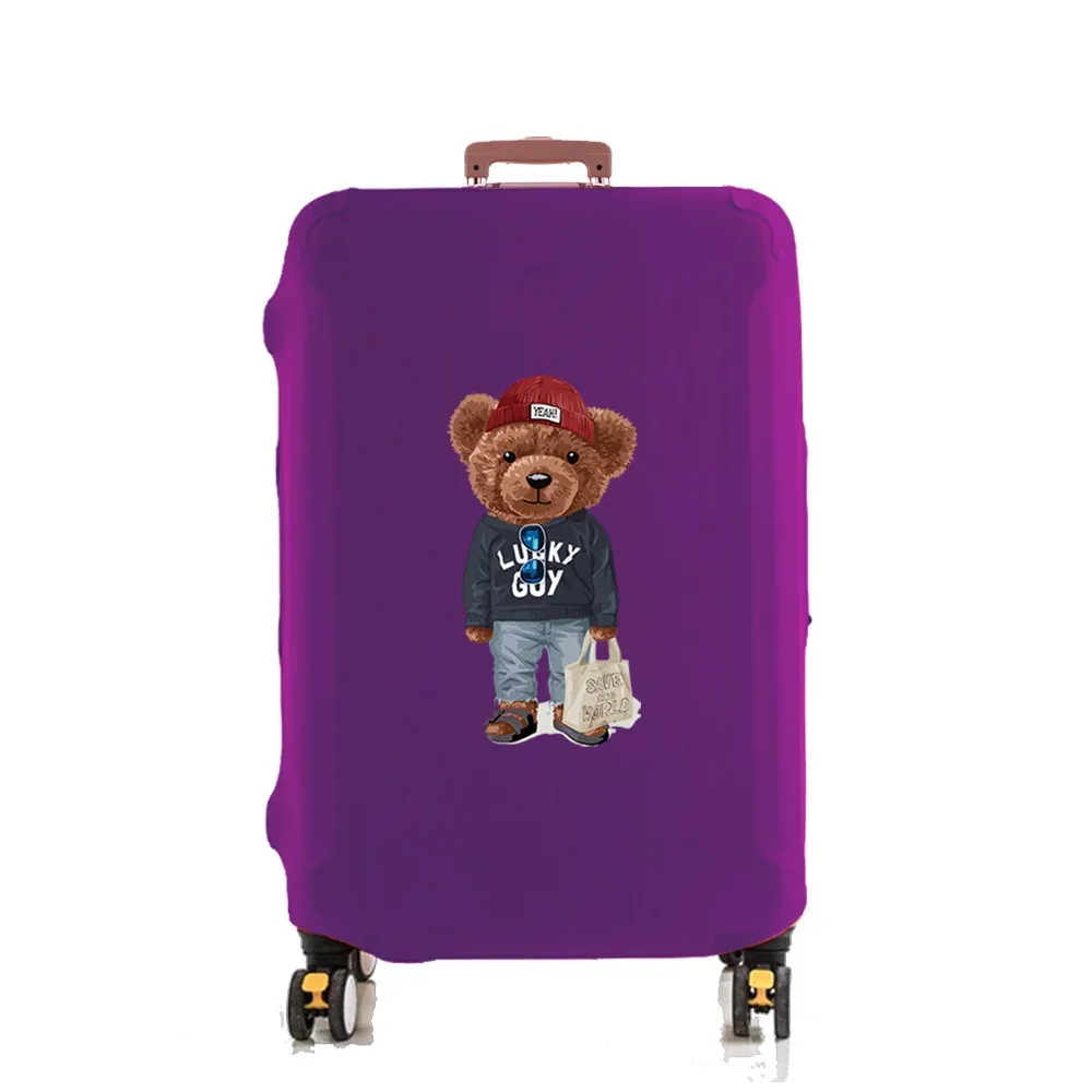 housse de protection pour valise de voyage, housse de protection élastique contre la poussière, adaptée aux valises de 18 à 32 pouces, motif ours de voyage à la mode
