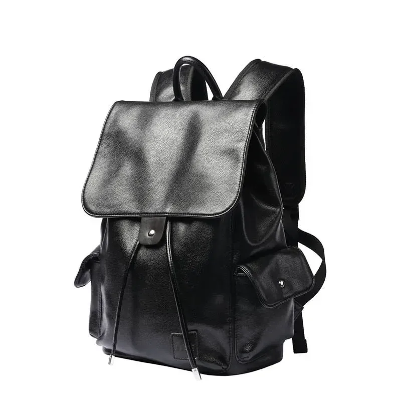 sac à dos de voyage à cordon de serrage pour hommes, sacs à dos en cuir pu de haute qualité, sac à dos au design tendance, cartable souple