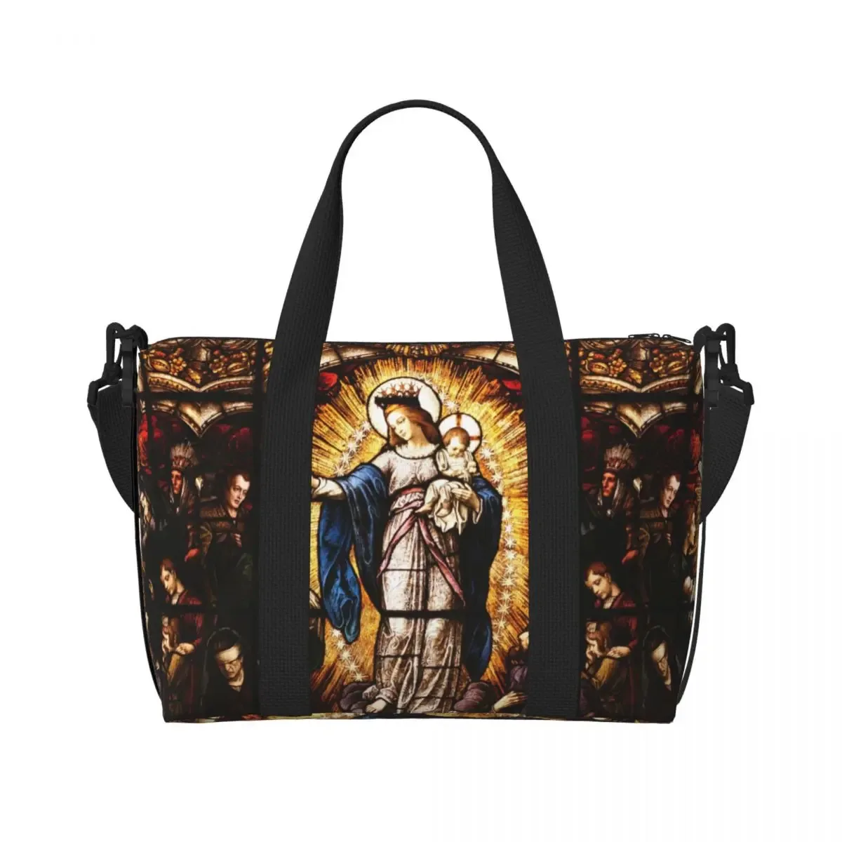 sac fourre-tout personnalisé vierge marie d'élissa upe pour femme, grande capacité, saint catholique du mexique, sacs de voyage pour salle de sport de plage