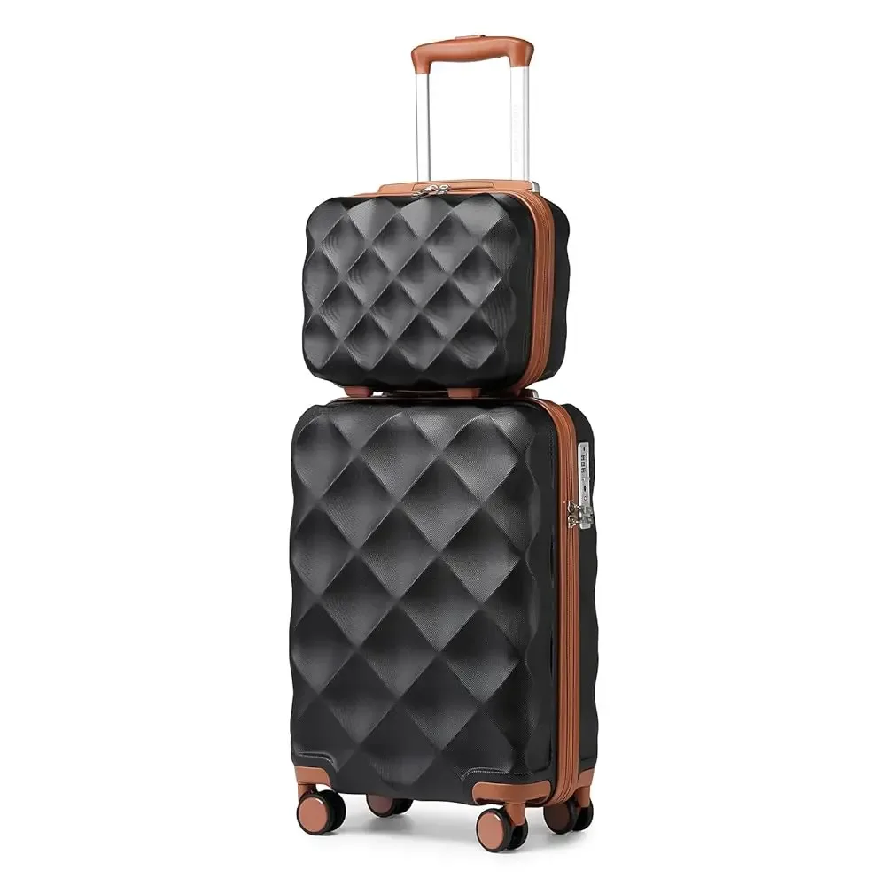 ensemble de bagages 2 pièces british traveler | mallette cabine avec serrure tsa et trousse de toilette | 4 doubles rouleaux | 31 + 54 cm