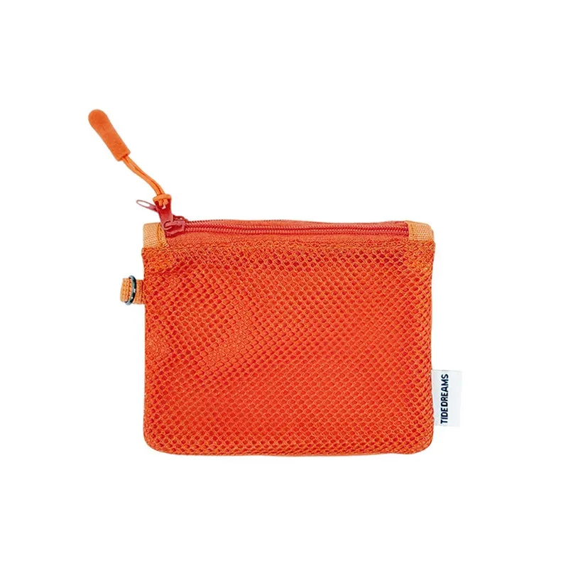 sac de rangement de maquillage de voyage portable simple, sac en maille à fermeture éclair double couche, rangement d'articles divers légers, porte-monnaie carré polyvalent