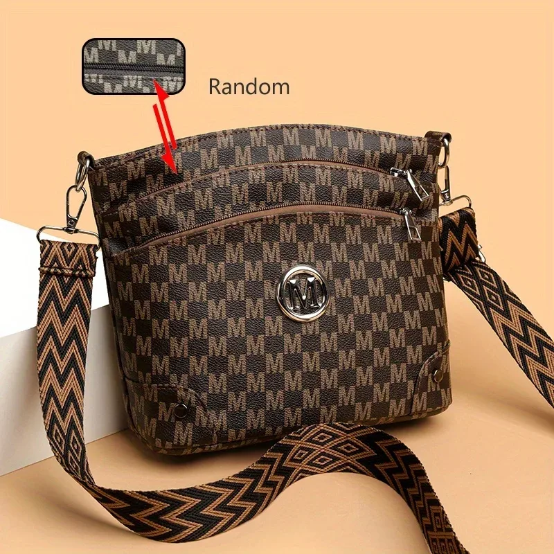 sac à bandoulière élégant pour femmes avec badge «m», multi-poches, bandoulière réglable, sac à bandoulière pour femmes, parfait comme cadeau