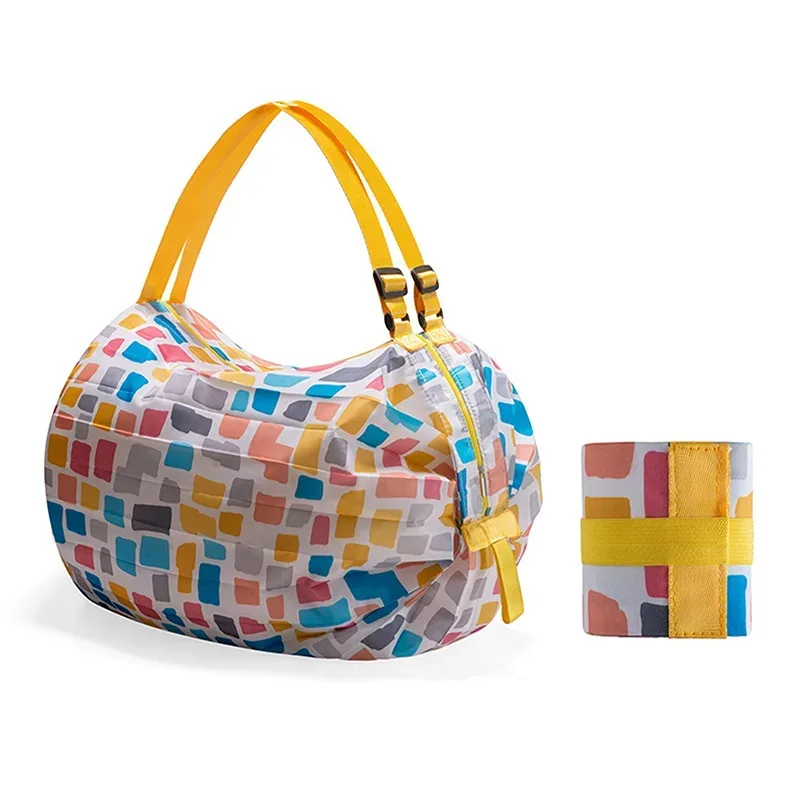 sacs de courses pliables, sac de rangement pliable avec poignée, sacs à main de voyage portables, sacs à main camouflage, sac en nylon de grande capacité, 1 pièce