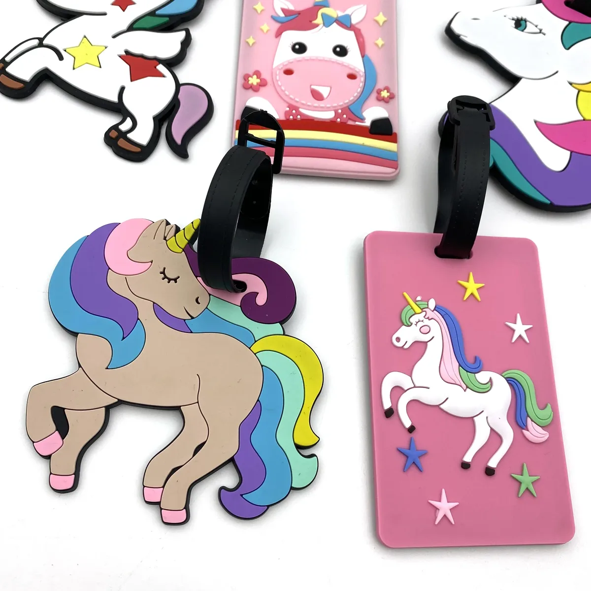 étiquette de bagage créative licorne mignonne, accessoires de voyage, porte-valise en gel de silice, étiquettes d'embarquement pour bagages, 1 pièce/2 pièces/3 pièces