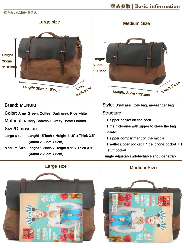 sac messager vintage militaire en toile et cuir pour homme, sac à bandoulière, sac fourre-tout, sacoche en cuir, sac bandoulière