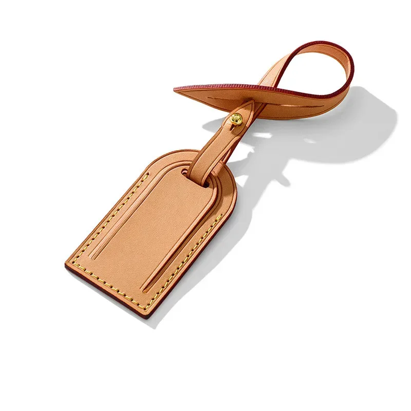 étiquette bagage cuir suspension initiales personnalisation or coutures dorées voyage beige marron rose variante taille
