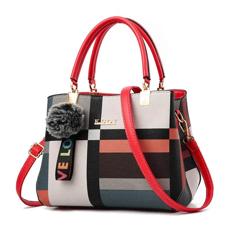 sacs à main en cuir pu pour femmes, sacoches élégantes de styliste, sacoches à bandoulière avec pompon pour filles, fourre-tout