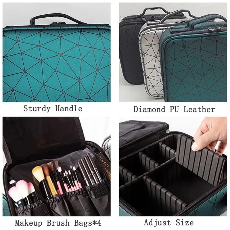 trousse de maquillage professionnelle de marque féminine, organisateur de cosmétiques d'esthéticienne à la mode, boîte de rangement, valise à outils pour ongles, sac de maquillage pour femmes