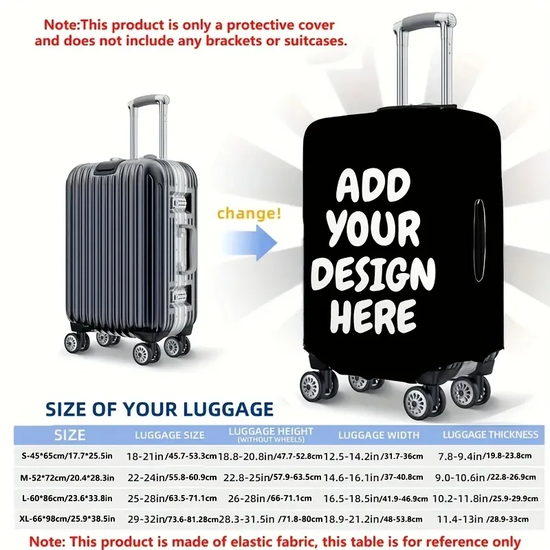housse de bagage personnalisée avec fermeture éclair - personnalisez avec vos propres images et texte, impression recto-verso, polyester extensible, lavable en machine