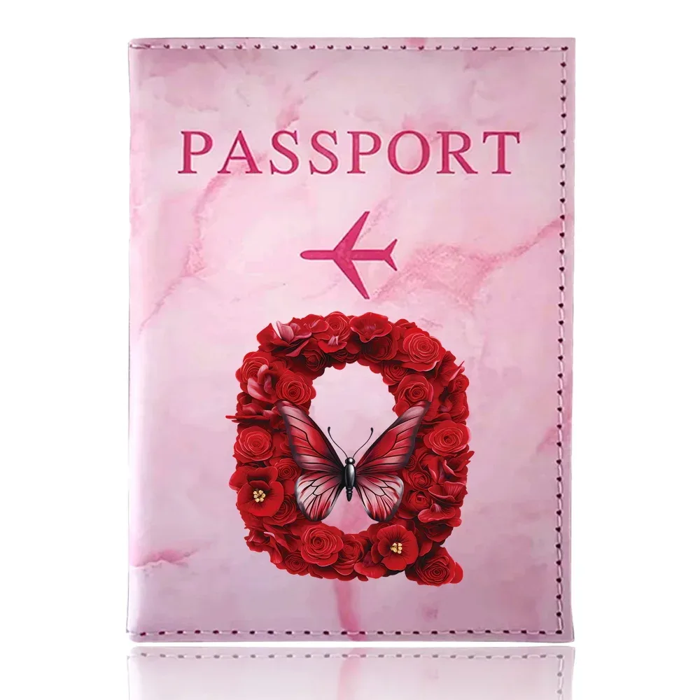 étui de passeport imprimé série rose rouge, porte-passeport, accessoires de voyage, housse de protection pour avion