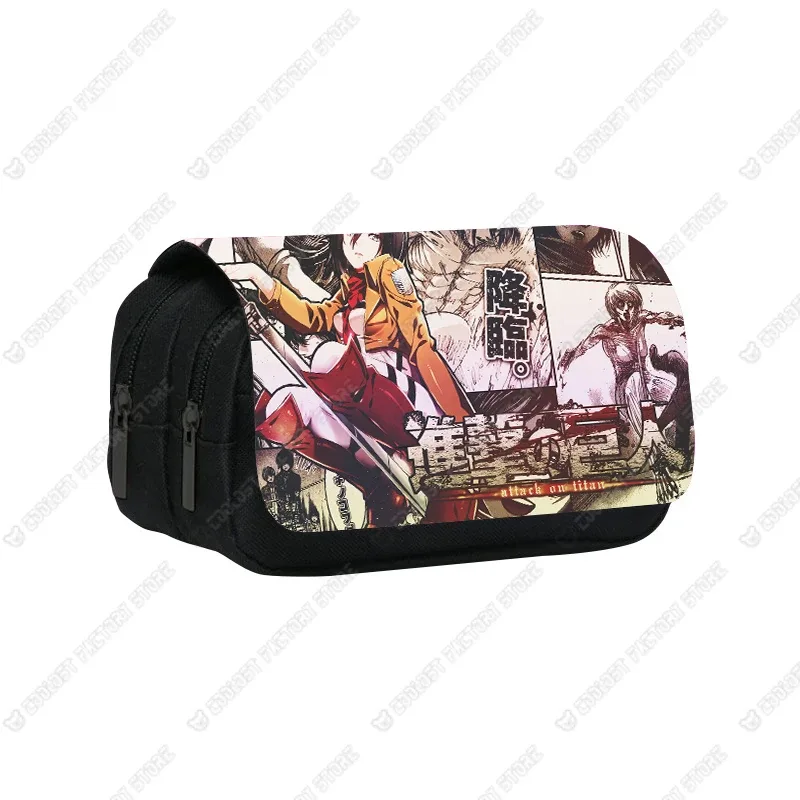 trousse à cosmétiques shingeki no kyojin, sac à stylos, levi eren, boîte à crayons, porte-brosse, étuis scolaires, anime attack on titan