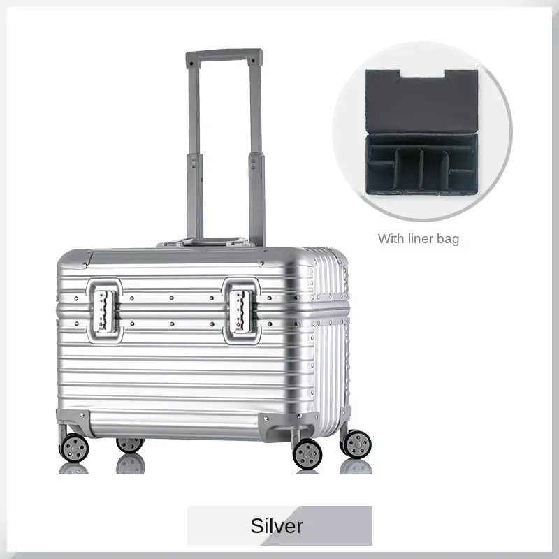 valise cabine de voyage petite bagage en métal 100% aluminium valises à roulettes de voyage boîte pour appareil photo boîtier de chariot 18/20/22 pouces