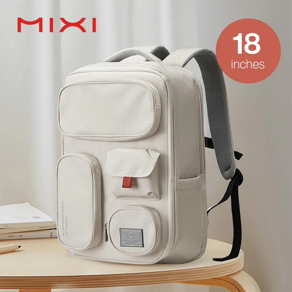 mixi sac à dos extérieur femmes sac de voyage 18 pouces hommes sac à dos étanche ordinateur portable blanc noir bleu