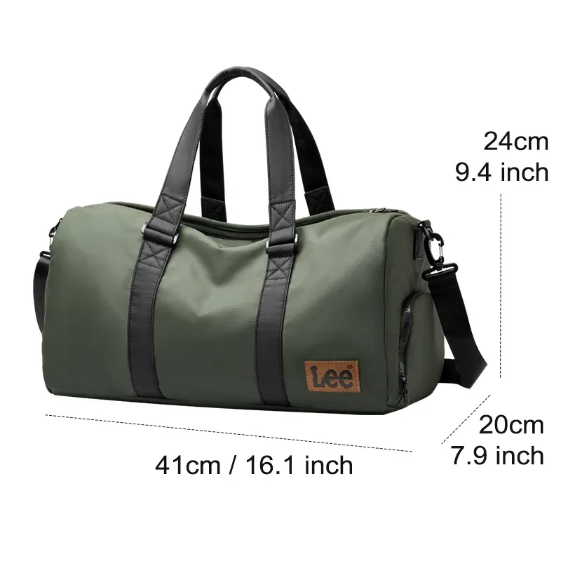 lee – sac polochon de voyage en cuir imperméable de haute qualité, compartiment à chaussures sec et humide, grand bagage d'entraînement, sac de fitness pour femmes et hommes