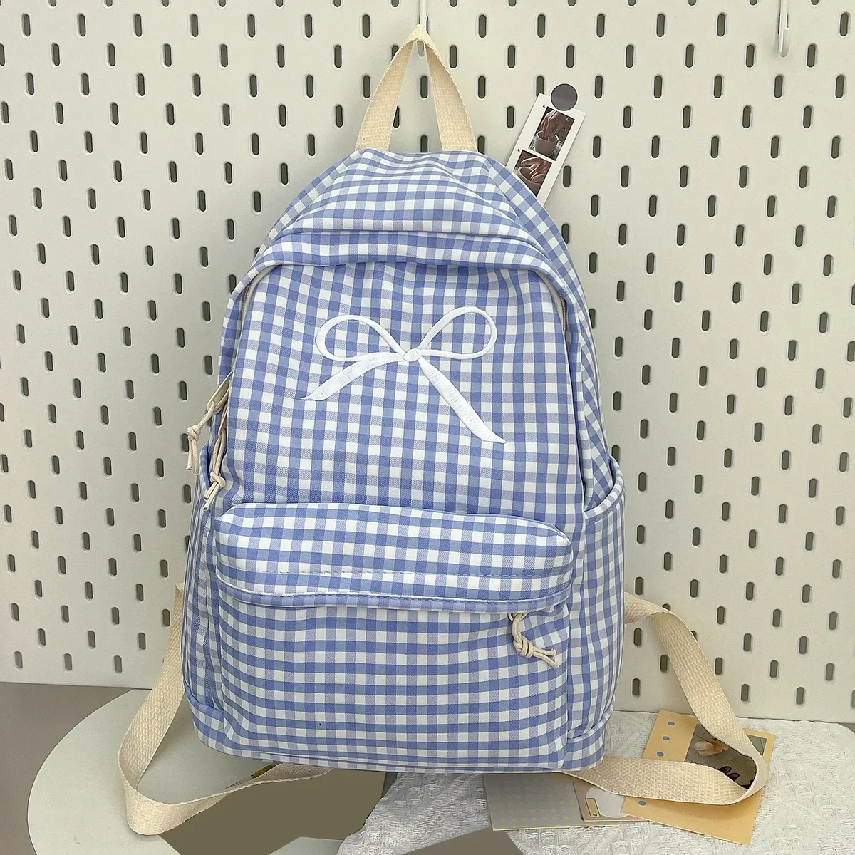 sacs à dos de campus élégants, grande capacité, en nylon souple, style preppy, multi-poches, sac de voyage décontracté, sacs à dos pour trajets quotidiens et travail.
