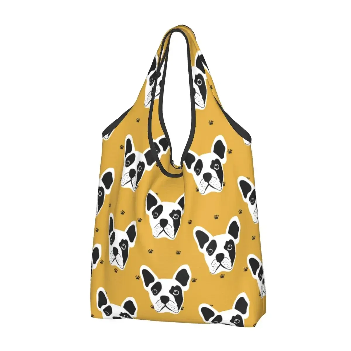 sac à provisions portable pop art pour femme, style bungalow, bouledogue français, sac fourre-tout pour chien, cadeau pour animal de compagnie, sacs d'épicerie