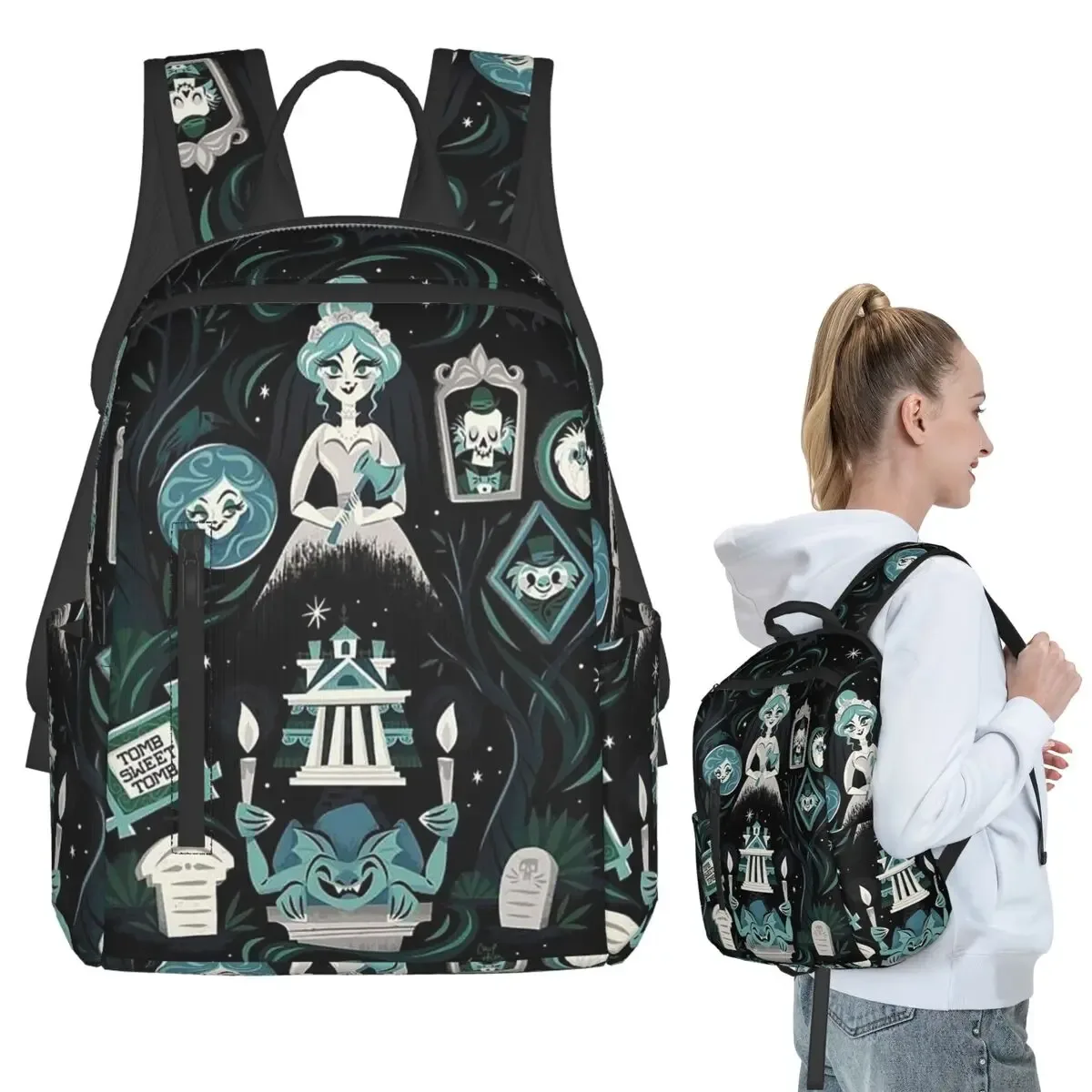 sac à dos haunted mansion pour étudiants, garçons et filles, sac d'école pour enfants, sac à bandoulière pour ordinateur portable pour hommes et femmes
