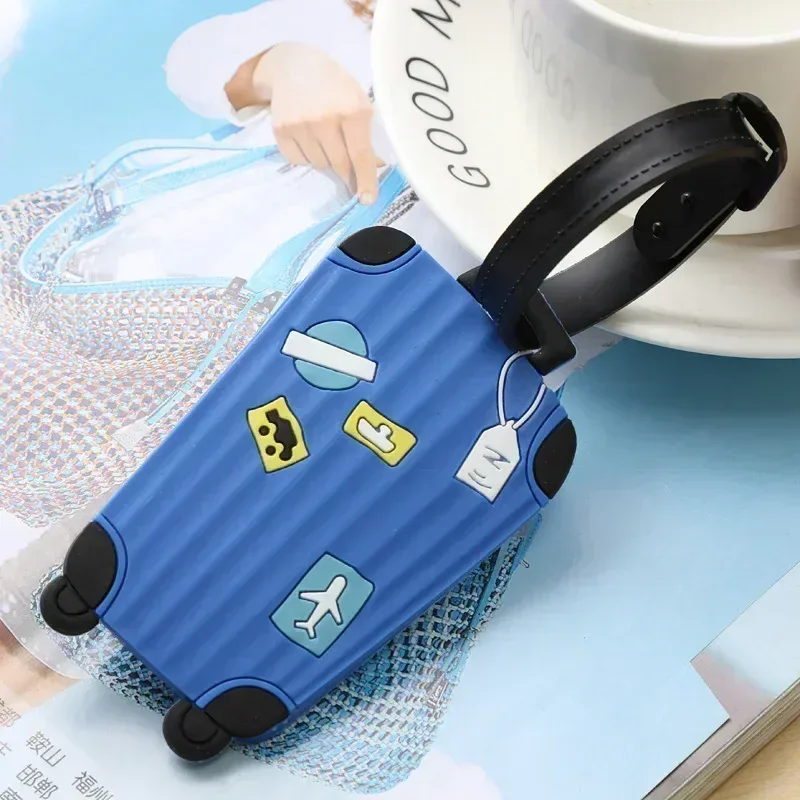 étiquettes de bagage mignonnes en silicone, porte-adresse d'identité de valise, étiquette de bagage portable, accessoires de voyage, haute qualité