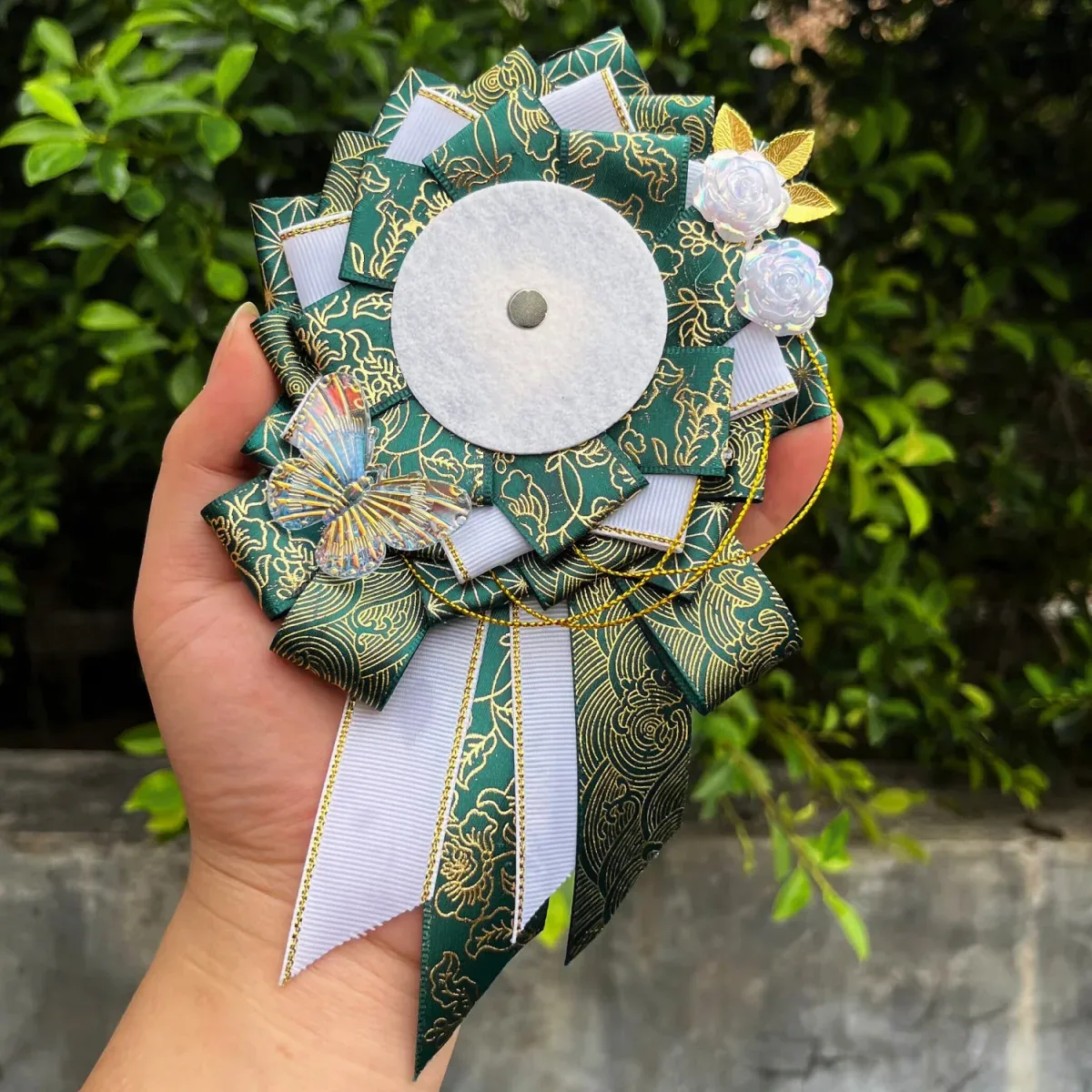 sac à dos en ruban vert pour cosplay, protection de rosette, porte-épingle à fleur, accessoires de danemark ge, remplissage de base, décorations, 58mm