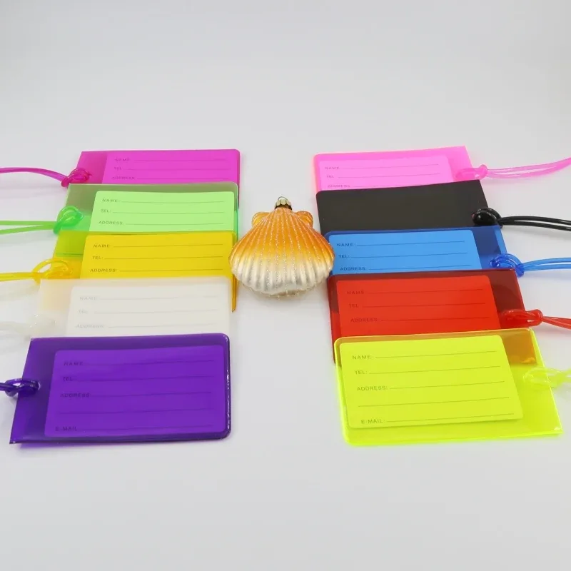 étiquette de bagage de voyage en pvc souple, 10 pièces, couleur avion, silicone, vente en gros, accessoires d'étiquette de valise, nom de sac, manchon de carte d'étiquette d'air