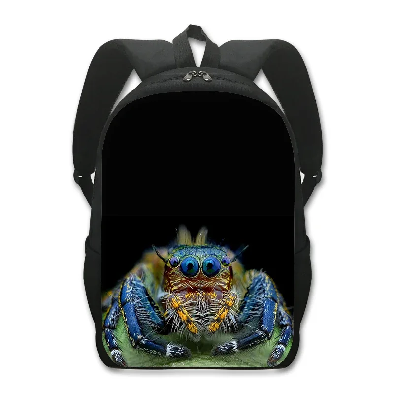 sac à dos imprimé animal de compagnie de 16 pouces pour femme et enfant, fourre-tout d'école, de voyage, avec grenouille, caméléon, serpent, araignée, livre, cadeau