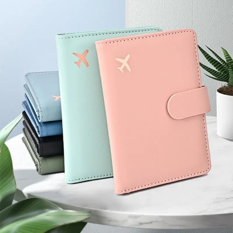 étui porte-passeport en cuir étanche avec porte-cartes de crédit, housse de voyage mignonne pour femme/homme avec fermoir