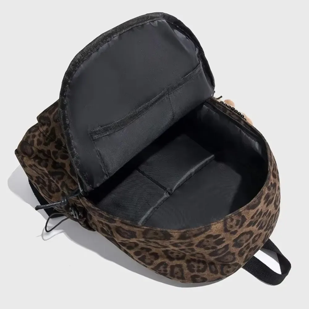 sac à dos décontracté à imprimé léopard pour ordinateur portable, grande capacité, multi-poches, cartable pour étudiants, sac de voyage en tissu oxford pour adolescentes