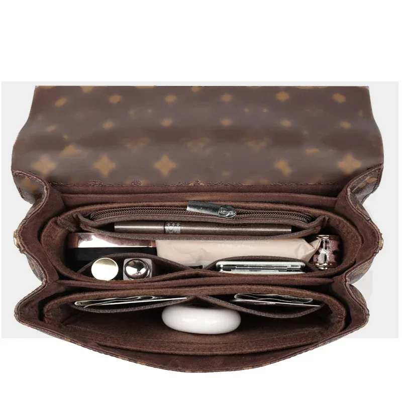 organisateur cosmétiques feutre marron clair voyage sac intérieur maquillage femmes pochette compression boîte transport