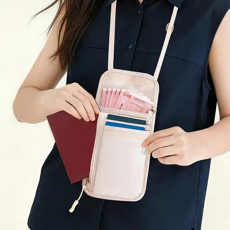 Sac de rangement étanche pour documents de voyage, porte-cartes, passeport, portefeuille de cou, pochette pour argent, documents et cartes