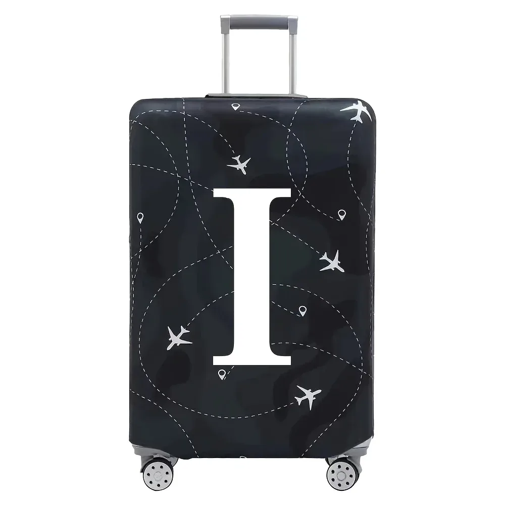 housse valise polyester motif trajectoires avions lettres noire blanc voyage protection valise taille variable