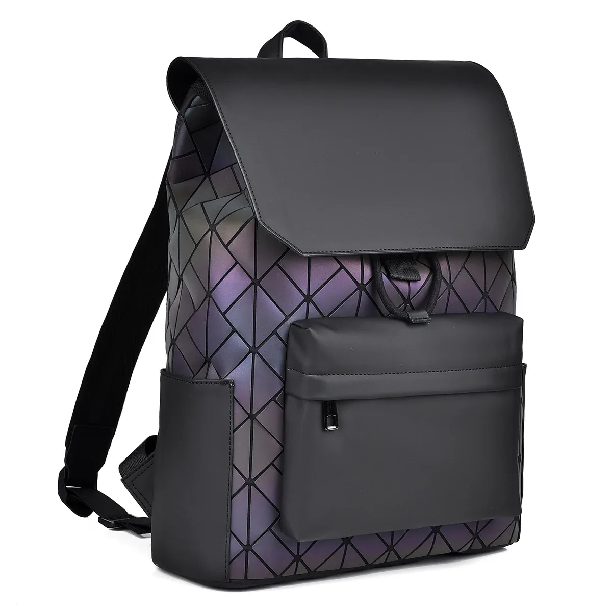 sac à dos géométrique irisé pour hommes, sac à dos tendance résistant à l'eau, sac décontracté multi-poches