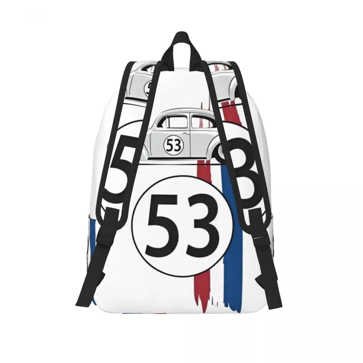 herbie numéro 53 sac à dos pour hommes femmes adolescent école randonnée voyage sac à dos course voiture rayure collège sac à bandoulière avec poche