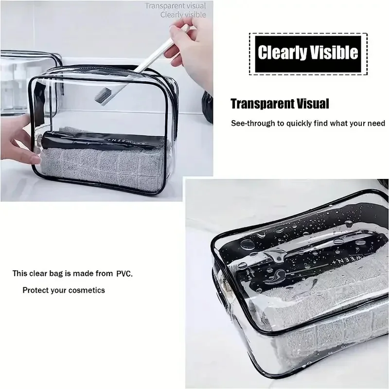 sac fourre-tout transparent à fermeture éclair – étui de transport transparent polyvalent pour articles de toilette, maquillage, électronique. idéal pour les voyages, la salle de sport, l'aéroport.