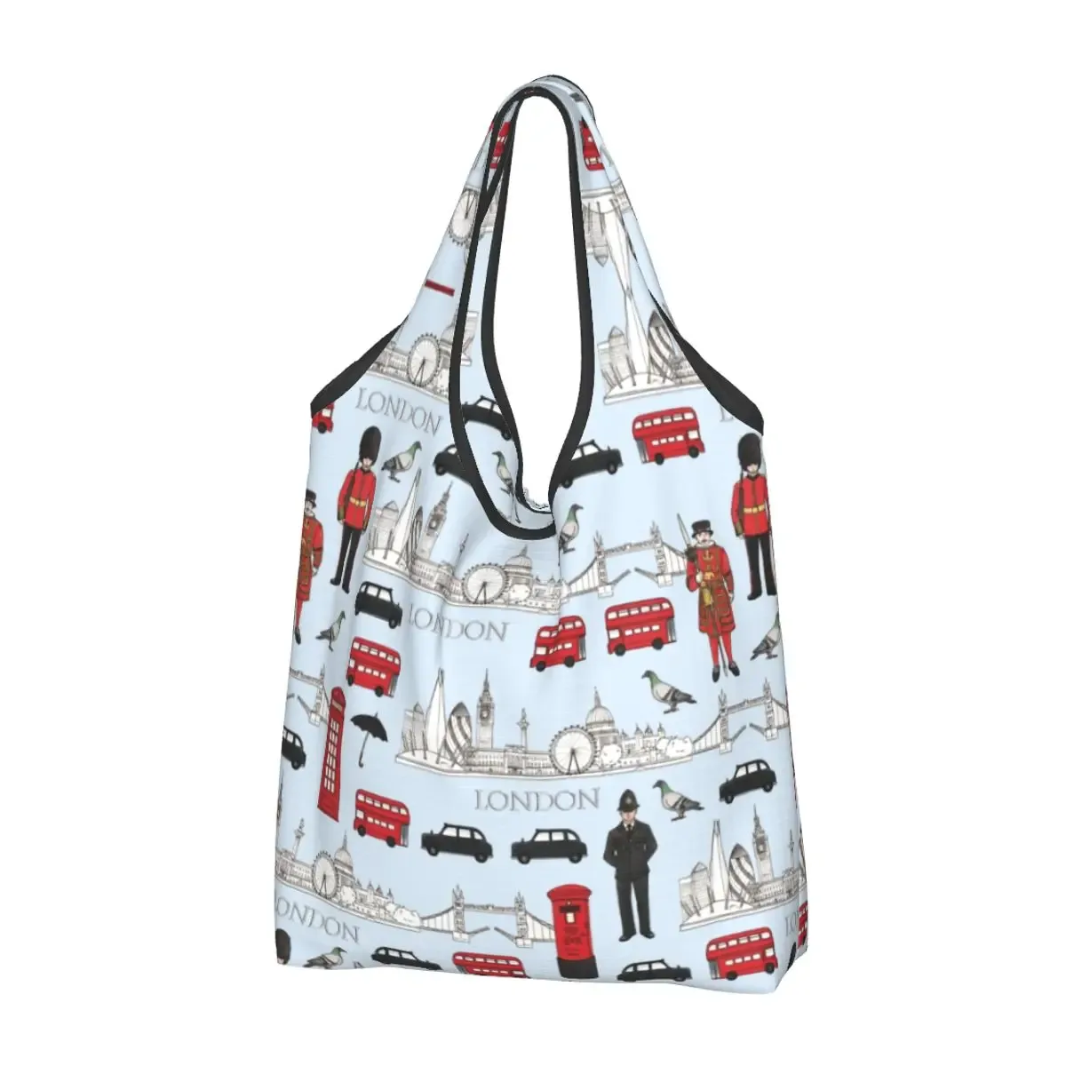 sac fourre-tout portable britannique sensation red bus, btfashion, vintage, royaume-uni, londres, symdockers shopping, épicerie, sac initié