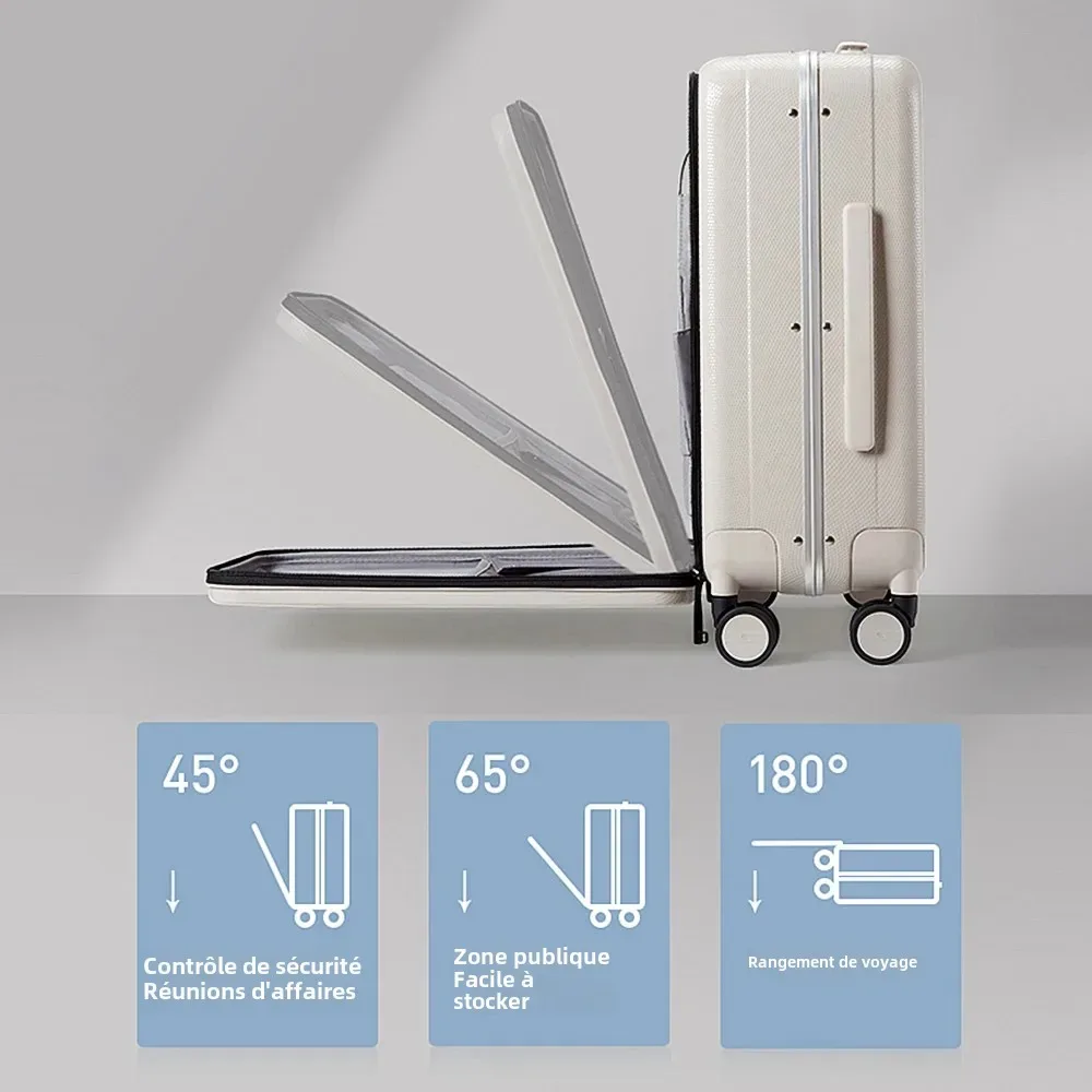 hanke-valise à main avec cadre en aluminium, bagage à roulettes, cabine d'embarquement, roue tournante pc, serrure tsa, design esthétique, 7mm, 18 po, 20 po