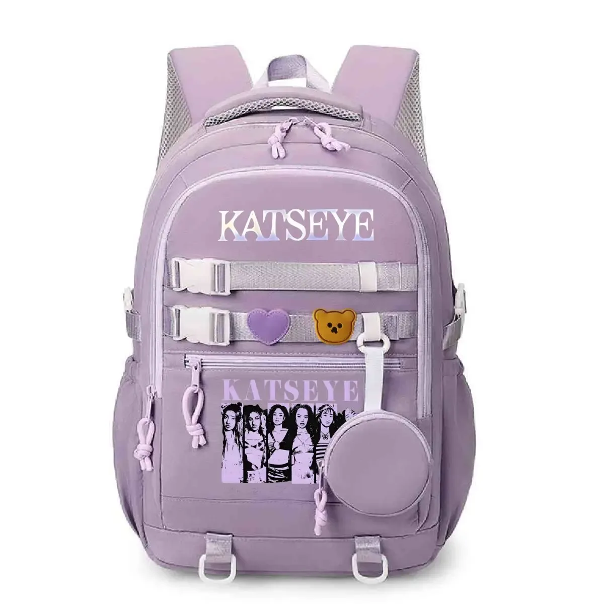 sacs à dos d'école graphiques katseye pour femmes et filles, sacoche pour ordinateur portable, cartable pour adolescentes, cadeaux pour fans de katseye