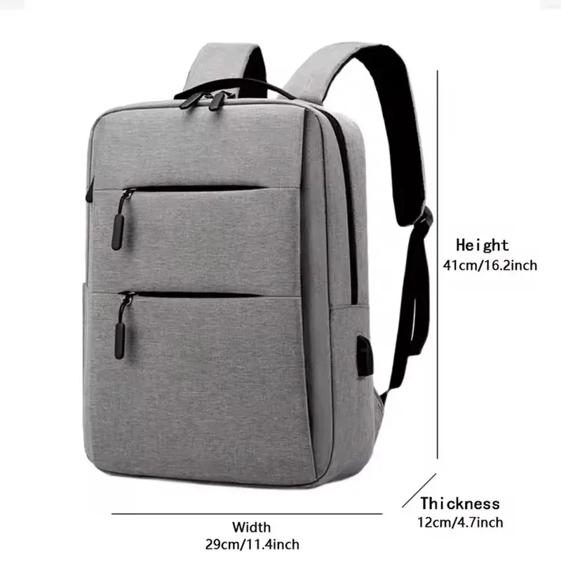 sac à dos d'affaires à double fermeture éclair, sac d'ordinateur étanche, sac de voyage lancé décontracté, sac de sport avec port de chargement usb