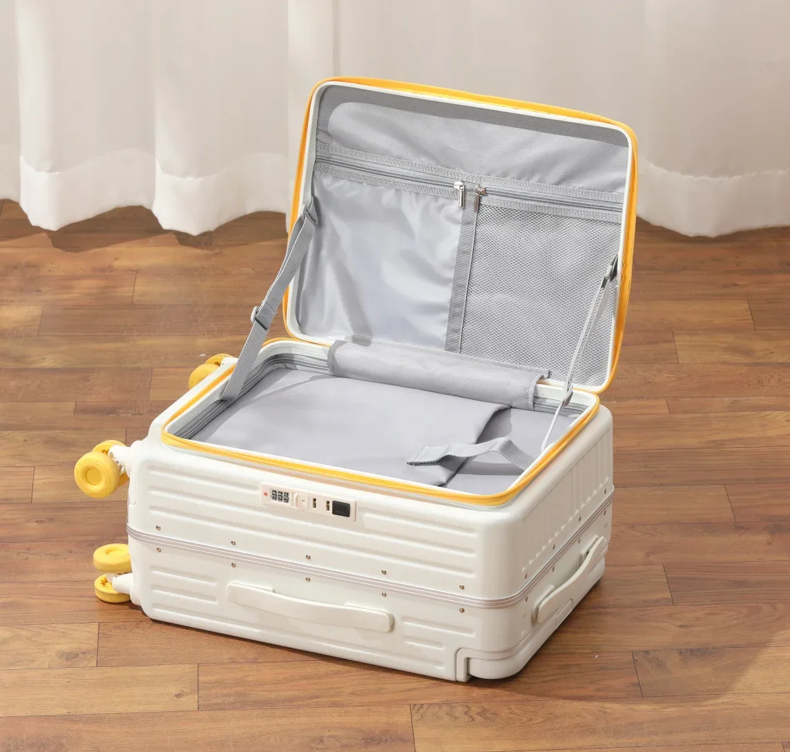 valise de voyage en aluminium avec cadre pc, ouverture frontale, poignée large, roulettes, 20/24/26 pouces