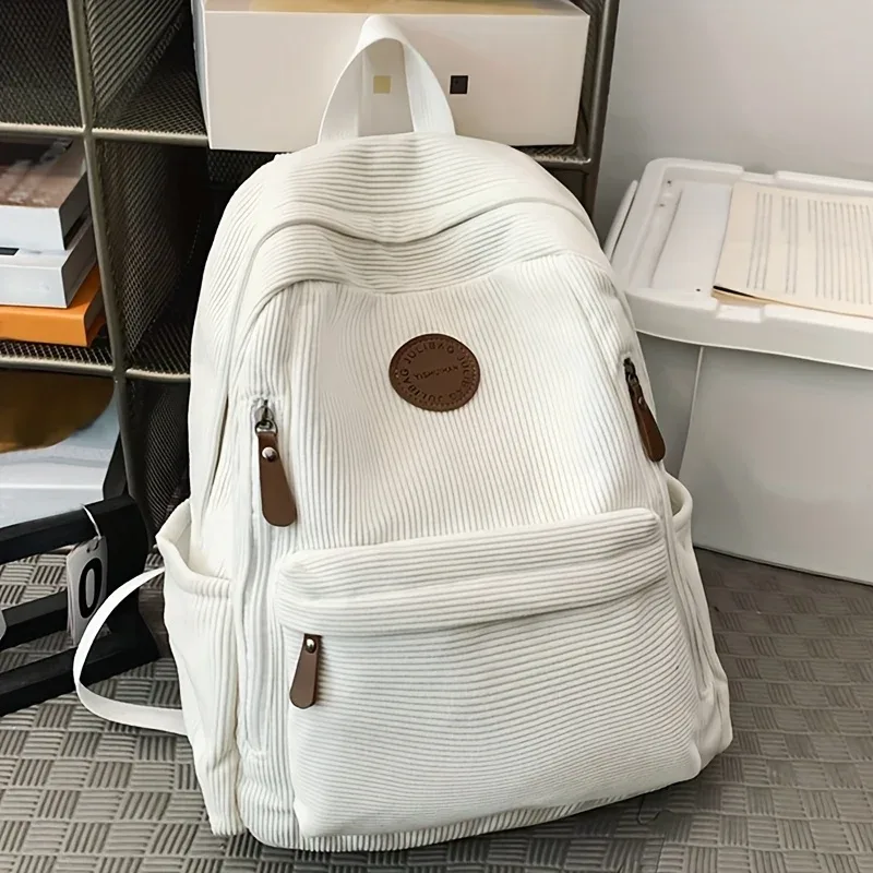 sac à dos en velours côtelé vert olive pour femme, grande capacité, sac à dos décontracté, travail, école, voyage, cadeau idéal pour les étudiants, école