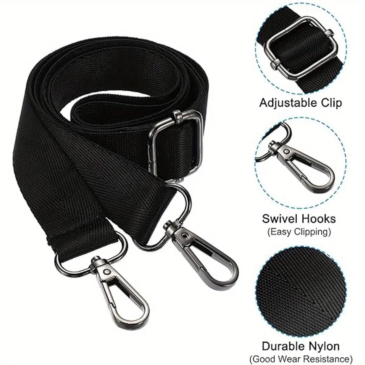 ceinture nylon noire réglable boucles pivotantes accessoire remplacement bandoulière ordinateur document main photo animaux