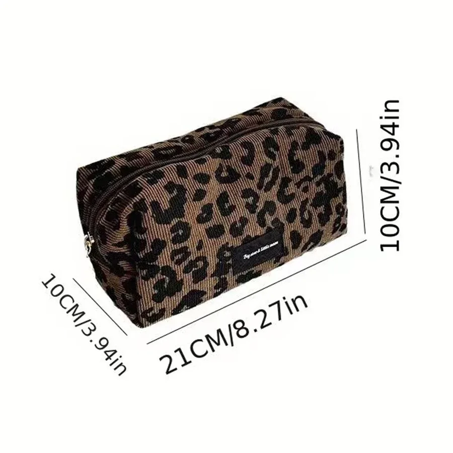 grand sac à cosmétiques léopard pour femmes, sac de maquillage en forme de boîte à fermeture éclair, organisateur de maquillage de lavage de voyage, trousse de beauté
